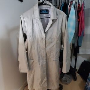 Womans tan leather coat- size M